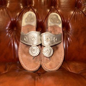 Jack Roger Classic Leather Thong Silver Sandals Size 8